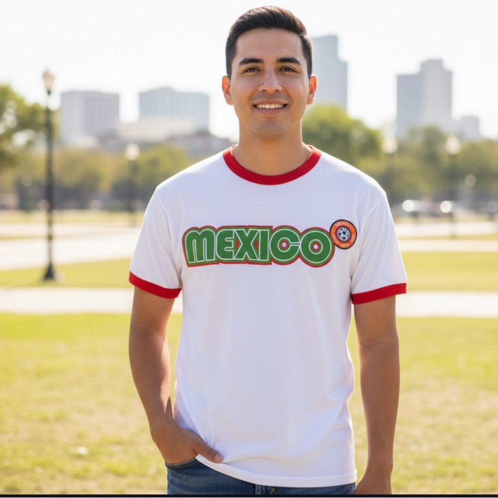 SOCCER MEXICO SHORT SLEEVE WHITE T-SHIRT OFFICIAL FIFA MEN'S LARGE NEW w/TAGS